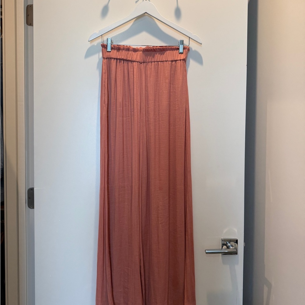 Ara Orange Pleated Maxi Skirt Resort Wear